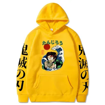 Japonijos Anime Demon Slayer Kamado Tanjirou Hoodies Harajuku Atsitiktinis Streetwear Grafinis Palaidinės Unisex Negabaritinių Puloveriai