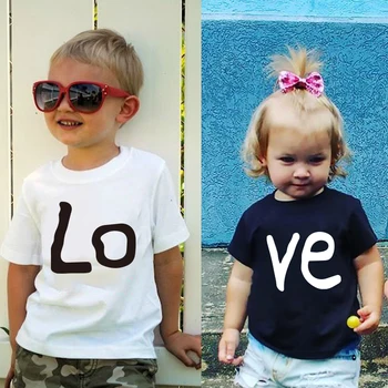 Marškinėlius Vasaros MEILĖS brolis berniuko sesuo merginos meilės medvilnės marškinėliai Vaikams už 0-7 Metų Marškinėlius Kūdikių Drabužius trumpomis Rankovėmis T-shirt