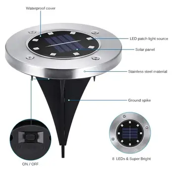 8PCS LED Saulės Energijos Palaidotas Šviesos Vandeniui Pažangios Šviesos Kontrolės Požeminės šviesos Sodo Veją Kieme Apdaila