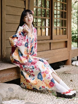 Moteriški Kimono Skraiste Tradicinis Japonijos Yukata Gėlių Spaudinių Vasaros Suknelė Atlikti Dėvėti Cosplay Apranga