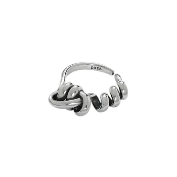 Derliaus S925 sterlingas sidabro atidaryti žiedo spiralės twist likvidavimo žiedas ins nišą dizaino Krovimas Žiedas Reguliuojamas 2021 Karšto Papuošalai