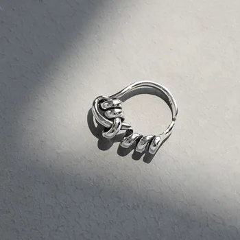 Derliaus S925 sterlingas sidabro atidaryti žiedo spiralės twist likvidavimo žiedas ins nišą dizaino Krovimas Žiedas Reguliuojamas 2021 Karšto Papuošalai
