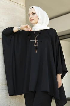 Šikšnosparnių Rankovėmis Dvigubai Nustatyti Dubajus Abaja Turkijos Musulmonų Rinkiniai Kaftan Suknelė, Hijab Abayas Moterų Djellaba Islamo Drabužių Abayas Kostiumas
