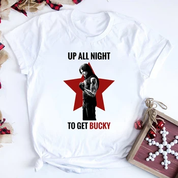 Visą Naktį Gauti Bucky Marškinėliai Juokinga Bucky Barnes T-shirt Cool Žiemos Kareivis Marškinėliai Falcon & WS Tee Mcu Superhero Tees