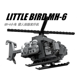 Vaikas Blokuoti MH-6 Paukščių transporto Sraigtasparnių, Naikintuvų Kūrimo Bloką SS Kariuomenės Karinių Miestas lėktuvas Lėktuvo Modelis Plytos Vaikų Žaislas