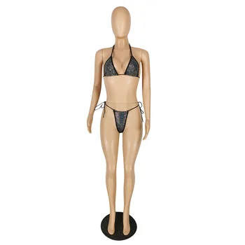 Echoine 3 dalių Komplektas Bikini Nustatyti Vien Tinklelio Mini Suknelė Padengti Iki Diamond Beach Plaukti Kostiumas Seksualus Atitikimo Rinkinys Vasaros maudymosi kostiumėliai