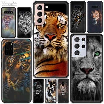 Karalius Tigras, Liūtas Black Case for Samsung Galaxy S20 FE S21 S10 Unikalus 20 Pastaba Ultra S8 10 Lite S9 Plus S10e TPU Minkštas Telefono Dangtelį