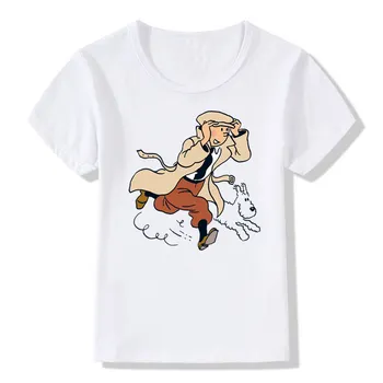 Berniukas ir Mergaitė Spausdinti Tentenas nuotykių klasikinis animacija, T-marškinėliai, Vaikų trumpomis Rankovėmis O-Kaklo marškinėliai Vaikams Viršūnes Tee vaikiški Drabužiai
