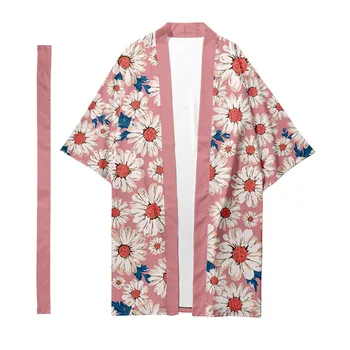 Plius Dydis XXS-6XL Daisy Spausdinimo Ilgai Stilius Laisvas Japonijos Cardigan Moterų ir Vyrų Harajuku Haori Kimono Cosplay Viršuje Yukata Skraiste