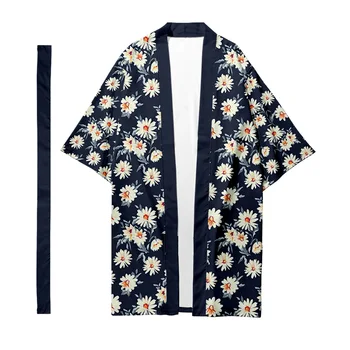Plius Dydis XXS-6XL Daisy Spausdinimo Ilgai Stilius Laisvas Japonijos Cardigan Moterų ir Vyrų Harajuku Haori Kimono Cosplay Viršuje Yukata Skraiste