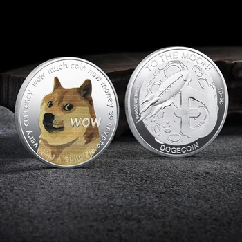 Dogecoin Auksas, Sidabras Doge Mėnulis Proginių Monetų Kolekcija Wow Šuo Modelis Suvenyras Namų Puošybai Amatų Darbalaukio Papuošalai
