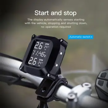 Motociklo TPMS Padangų Slėgio stebėjimo Sistemomis Belaidžio LCD Ekrane, Realaus Laiko Padangų Slėgio Signalizacijos Sistema Su Išorės Jutiklis