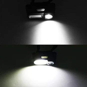 Nešiojamų Mini XPE+COB LED Žibintai USB Įkrovimo Naudoja 18650 Bateriją Žibintas Camping Žvejybos priekinis žibintas Žibintuvėlį, Fakelą