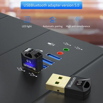 USB Bluetooth Adapteris 5.0 Dongle For PC Kompiuterio Garsiakalbio Belaidės Pelės PS4 3 Bluetooth5.0 Muzikos Garso Imtuvas, Siųstuvas Aptx