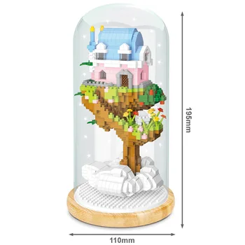 Asamblėjos Pastatas, Blokinis Modelis Žaislas Švyturio Micro Diamond Mažų Dalelių Skaidrus Dangtelis Medžio LED Šviesos Dovanų Dėžutėje