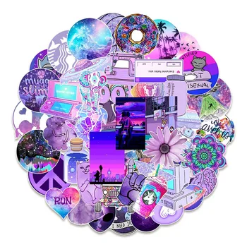 50Pcs Violetinė Stiliaus Grafiti Lipdukas Animacinių filmų Vandeniui Nešiojamas Telefono Bagažą Dviratį prie Sienos Lipdukas Riedlentė Žaislai, Lipdukai