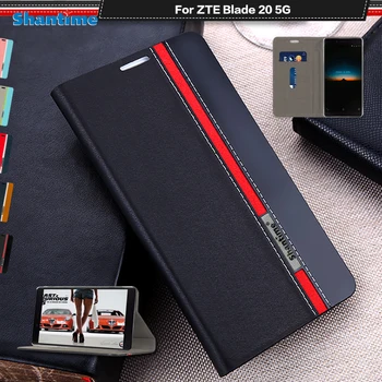 Prabanga PU Odos Atveju ZTE Blade 20 5G Flip Case For ZTE Blade 20 5G Telefono dėklas Minkštos TPU Silikoninis Galinio Dangtelio