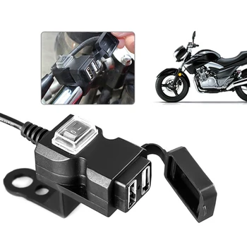 Universali Vandeniui 12V Motociklas Motociklo Rankenos Dual USB Lizdas, Splitter Įkroviklio Maitinimo Adapteris Mobilaus Telefono