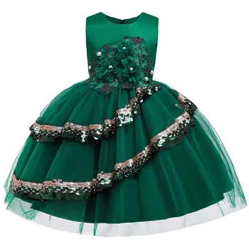 2019 Nauja Vaikų Suknelės Gėlių Mergaitėms Vestuvių, Gimtadienio Berankovis Suknelė Nereguliarus Blizgančiais Lankas Princesė Nėrinių Tutu Suknelė
