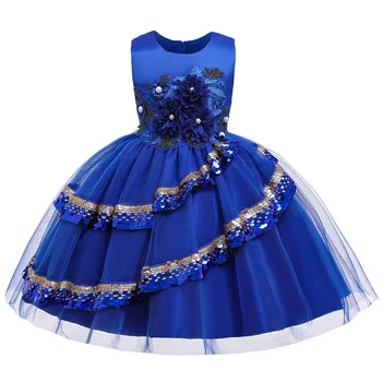 2019 Nauja Vaikų Suknelės Gėlių Mergaitėms Vestuvių, Gimtadienio Berankovis Suknelė Nereguliarus Blizgančiais Lankas Princesė Nėrinių Tutu Suknelė