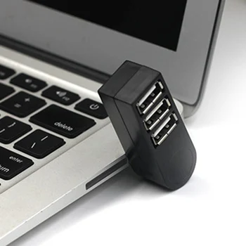 3 Prievadų USB 2.0 Mini Pasukti Splitter Adapteris Centru KOMPIUTERIS Notebook Laptop Mac 6J16