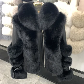 Naujas Nekilnojamojo Fox Fur Gilet Moterų Originali Avikailis Odos Liemenė Mados Stilius Žiemą Storas Šilta Liemenė S7842