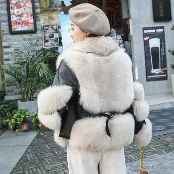 Naujas Nekilnojamojo Fox Fur Gilet Moterų Originali Avikailis Odos Liemenė Mados Stilius Žiemą Storas Šilta Liemenė S7842
