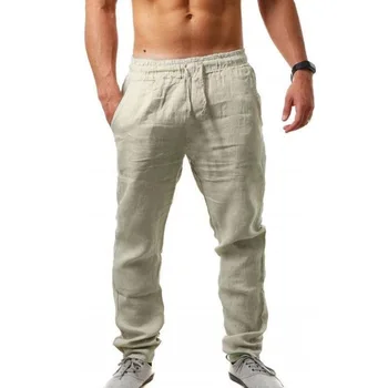 Vasaros Orui Lino Kelnės Vyrams vientisos Spalvos Fitneso Streetwear Kelnės Haremo Kelnės Dydis S-3XL