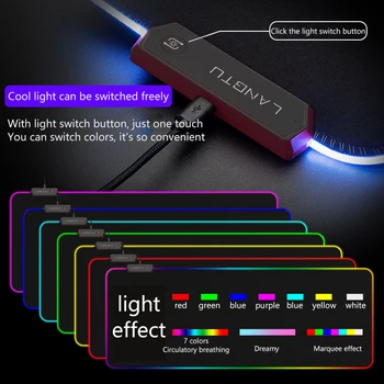 RGB Žaidimų Pelės Mygtukai LED Šviesos Šviesos Didelis 4MM Susiuvimas Sustorėjimas, Animacinių filmų Stiliaus Guma Non-slip Minkštas Kilimėlis Kompiuterio Stalas Kilimėlis