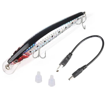 Elektros Žvejybos Masalas Vibracijos Swimbait su LED Šviesos USB Įkrovimo Masalas MJ