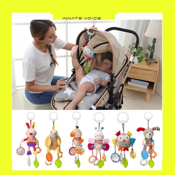 ZK50 Kūdikių Medvilnės Barška vertus Bell Žaislas 0-12 mėnesių Lova, Vežimėlis baby mobili Kabinti Barškučių Žaislai, Pliušas Gyvūnams Bell Kūdikių Dovanos