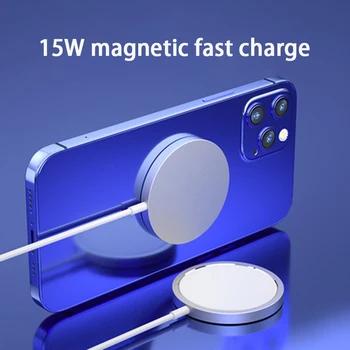 Magnetinio Belaidis Kroviklis su USB-C Integruotas Kabelis Nešiojamų Mobiliųjų Telefonų 12 Pro Max 15W Qi Magsafing Greito Įkrovimo Pagalvėlę