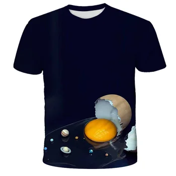 Įdomus 3D Star Baby Berniukas Mergaičių Drabužius T-Shirt Vaikus Saulės Sistemos Atspausdintas Trumpas Rankovėmis Vasarą Viršų Mados Gatvė Dėvėti Marškinėliai