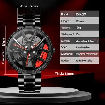 2021 vyriški Laikrodžiai Ratlankio Stebulės Žiūrėti Varantys Laikrodis Laikrodis, Sporto Automobilį Custom Design 
