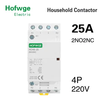 HCH8-25 Automatinis Namų Kontaktoriaus 4P 25A 2NO2NC 220V Modulinės Kontaktoriaus Din Bėgelio Tipas