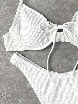 Laidinio Balta Briaunoti Push Up Bikinis 2021 maudymosi kostiumėlį, birūs Didmeninė Daug Moterų 2 Vienetų Komplektas Paplūdimio maudymosi Kostiumėliai