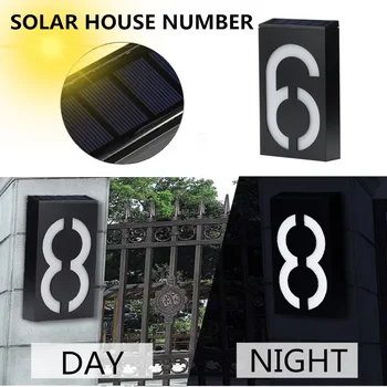 Saulės LED Šviesos Namo Numeris Lempos Lauko Doorplate Adresas Durų Skaičius Vandeniui Su Saulės energija Įkraunama Baterija