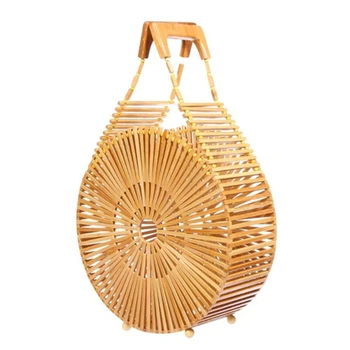 Ins populiarus bambuko maišelį moterų rankinės kelionės medinių Paplūdimio krepšys ponios aukštos kokybės bambuko ir rotango krepšys vasaros 2019