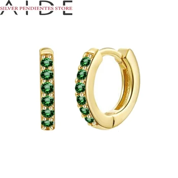 AIDE Moterys, Green Serijos Auskarų Auskarai Earings 2021 Tendencija 925 Sterlingas Sidabro Huggie Hoopas Auskarai Fine Jewelry Pendientes