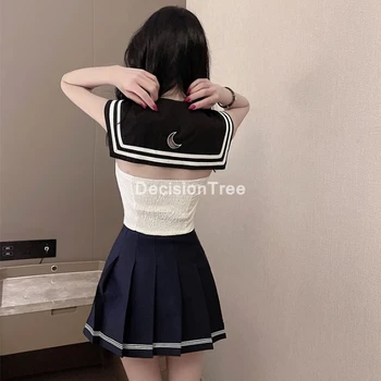 2021 japonų stiliaus studentų mergaitės mokyklinę uniformą sailor marškinėliai+klostuotas sijonas moteris, cosplay kostiumai, seksualus jk kostiumas sailor vienodas