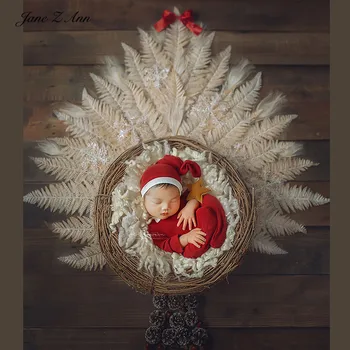 Jane Z Ann Mano super star nustatyti vyno red hat+footie kūdikių fotografavimo naujagimių fotografijos rekvizitai, Kalėdos, naujieji metai komplektai