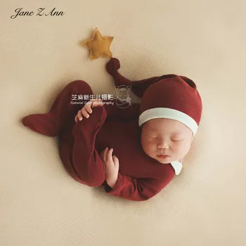 Jane Z Ann Mano super star nustatyti vyno red hat+footie kūdikių fotografavimo naujagimių fotografijos rekvizitai, Kalėdos, naujieji metai komplektai
