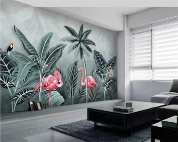 Beibehang Užsakymą tapetai 3D mados Europos rainforest flamingo HD viduramžių sienų apdaila dažymas papel de parede