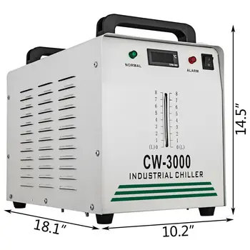 Vandens Šaldymo CW-3000DG 9L Talpos Thermolysis Pramoniniai Vandens Šaldymo 60/80W CO2 Stiklinis Vamzdelis