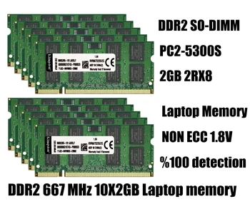 10X2GB PC2-6400S DDR2 533 667 800MHz 200pin 1.8 V SO-DIMM NAUDOJAMOS RAM Laptop Memory Didmeninės kainos