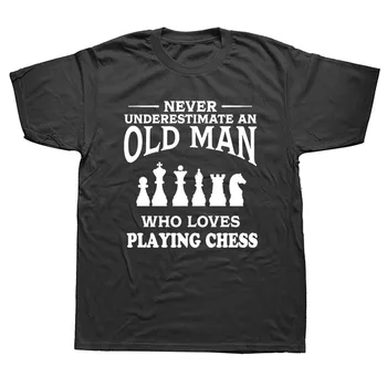 Nenuvertinkite Vyras Mėgsta Žaisti Šachmatais Marškinėliai Streetwear Žaidimas Gimtadienio Dovana Trumpas Rankovės marškinėliai