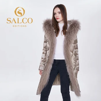SALCO nauja selerio high-end pearl cotton šilumos striukė ir natūrali gyvūnų kailio striukė su didelės kailio apykakle 2020 m.