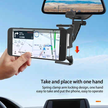 Atnaujintas Universalus 360° Automobilio galinio vaizdo Veidrodėlio tvirtinimo Stovas Laikiklis Lopšys Mobilųjį Telefoną, GPS Automobilinio Galinio vaizdo Veidrodėlio Laikiklis