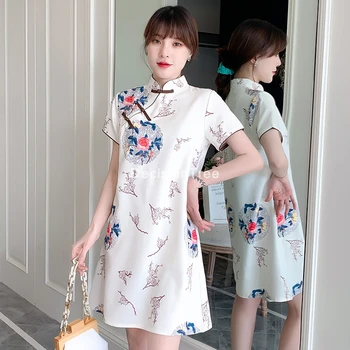 2021 mandarinų apykaklės moterys kinijos dress satino qipao kinų suknelė tradicinė derliaus cheongsam rytų nėrinių suknelė cheongsam