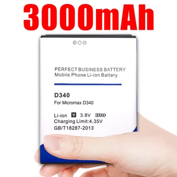 Už D340 MICROMAX baterija 3000MAH Mobiliojo Telefono Li-ion Baterijos Pakeitimas